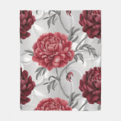 Handgezeichnete Pfingstrose-Fleece-Decke – Elegant Fleecedecke (Vorderseite)