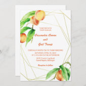 Handgezeichnete Pfirsiche Wasserfarbenprägung Einl Einladung (Vorne/Hinten)