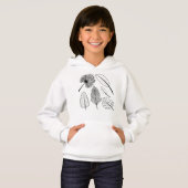 Handgezeichnete Pflanze Doodles Black and White Fl Hoodie (Vorne ganz)