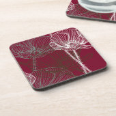 Handgezeichnete Pflaumen auf Rot Untersetzer (Linke Seite)