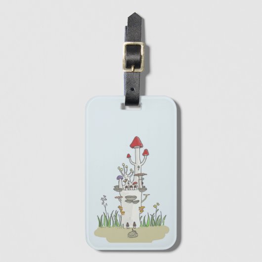 Handgezeichnete Pilzburg Gepäckanhänger (Vorderseite Vertikal)