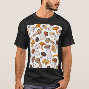 Handgezeichnete Pilze: Lebensmittel Hintergrund. T-Shirt