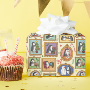 Handgezeichnete Pinguin-Weihnachtspapierrolle   Geschenkpapier