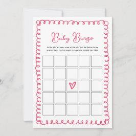Handgezeichnete Pink Baby Shower Baby Bingo Spielk Einladung
