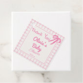 Handgezeichnete Pink Bow Gingham Baby Girl Dusche Geschenkanhänger (Beispiel)