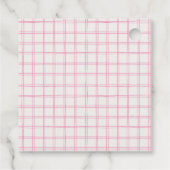 Handgezeichnete Pink Bow Gingham Baby Girl Dusche Geschenkanhänger (Rückseite)
