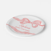 Handgezeichnete Pink Bow Girl Babydusche Pappteller (Schrägansicht)