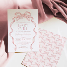 Handgezeichnete Pink Bow Sweet Baby Girl Dusche