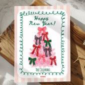 Handgezeichnete pink-grüne Neujahrsbaum-Grüße Feiertagskarte