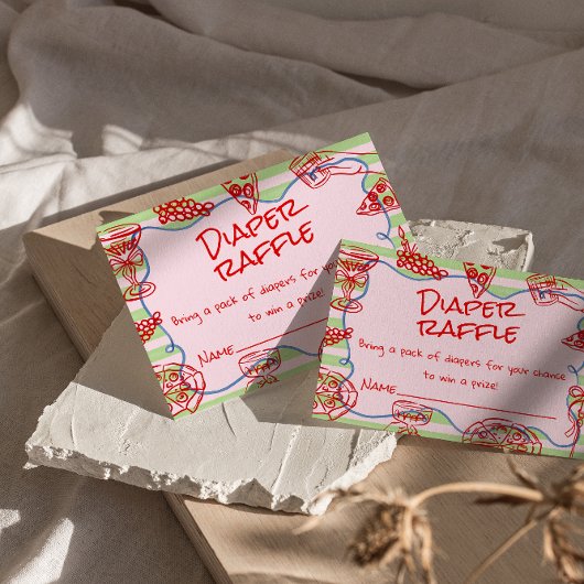 Handgezeichnete Pink Pizza Ciao Baby Windelwanne Begleitkarte