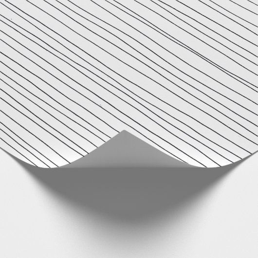 Handgezeichnete Pinstrichlinien, schwarz und weiß Geschenkpapier (Ecke)