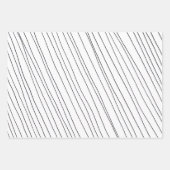 Handgezeichnete Pinstripes Gitter Wonky Schwarz &  Geschenkpapier Set (Vorderseite 3)