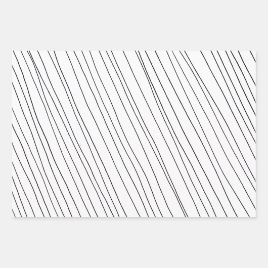 Handgezeichnete Pinstripes Gitter Wonky Schwarz &  Geschenkpapier Set (Vorderseite 3)