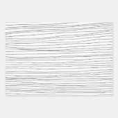 Handgezeichnete Pinstripes Gitter Wonky Schwarz &  Geschenkpapier Set (Vorderseite 2)