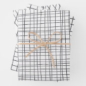 Handgezeichnete Pinstripes Gitter Wonky Schwarz & Geschenkpapier Set (Beispiel)