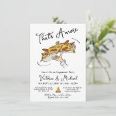 Handgezeichnete Pizza Toss Engagement Party Einladung (Stehend Vorderseite)