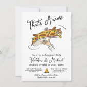 Handgezeichnete Pizza Toss Engagement Party Einladung (Vorderseite)