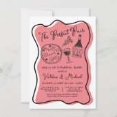 Handgezeichnete Pizza & Wein das perfekte Paar Ita Einladung (Vorderseite)