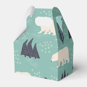 Handgezeichnete Polarbären Evergreen Trees im Schn Geschenkschachtel