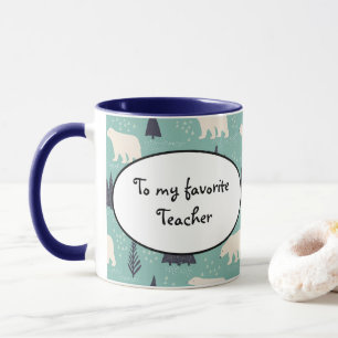 Handgezeichnete Polarbären Evergreen Trees im Schn Tasse