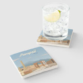 Handgezeichnete Pompeji Italien Landschaftslandsch Steinuntersetzer (Seitenansicht)