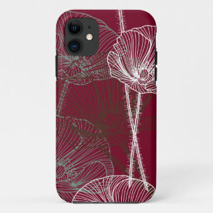 Handgezeichnete Poppies auf dunkelroten Case-Mate  iPhone Hülle