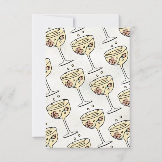 Handgezeichnete Presecco- und Petalbücher für Baby Einladung (Rückseite)