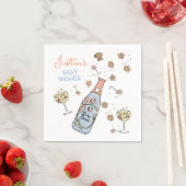 Handgezeichnete Presecco- und Petals-Babydusche Serviette (Beispiel)