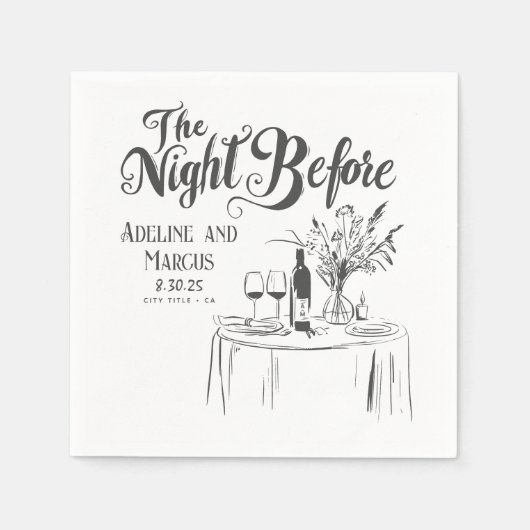 Handgezeichnete Probe Abendessen vor dem Abend Serviette (Vorderseite)