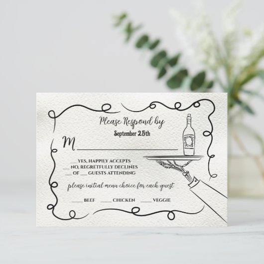 Handgezeichnete Punktgeber Skeletton-UAWG-Antwortk Einladung (Stehend Vorderseite)