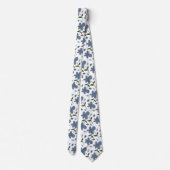 Handgezeichnete Purple Flowers Necktie Krawatte (Rückseite)