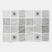 Handgezeichnete Quadrate Abstrakt Schwarz/Weiß B/W Geschirrtuch (Horizontal)