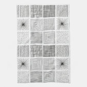 Handgezeichnete Quadrate Abstrakt Schwarz/Weiß B/W Geschirrtuch (Vertikal)