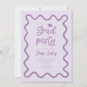 Handgezeichnete, quadratische Linie Lila Graduieru Einladung (Vorderseite)