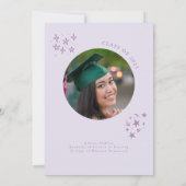 Handgezeichnete, quadratische Linie Lila Graduieru Einladung (Rückseite)