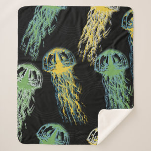 Handgezeichnete Quallenstruktur. Raster Hand gezog Sherpadecke