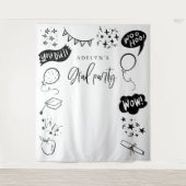 Handgezeichnete Quirky Grad Icons Weiße Abdrücke Wandteppich (Vorderseite)