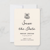 Handgezeichnete Quirky Wedding speichert das Date- Einladung (Vorderseite)