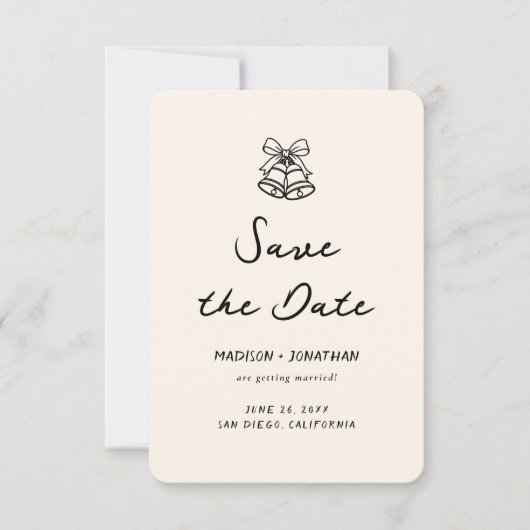 Handgezeichnete Quirky Wedding speichert das Date- Einladung (Vorderseite)