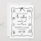 Handgezeichnete Quirky Whimsical Wedding Einladung (Vorderseite)