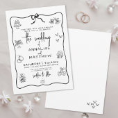 Handgezeichnete Quirky Whimsical Wedding Einladung