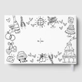 Handgezeichnete Quirky Whimsical Wedding Gästebuch (Rückseite)
