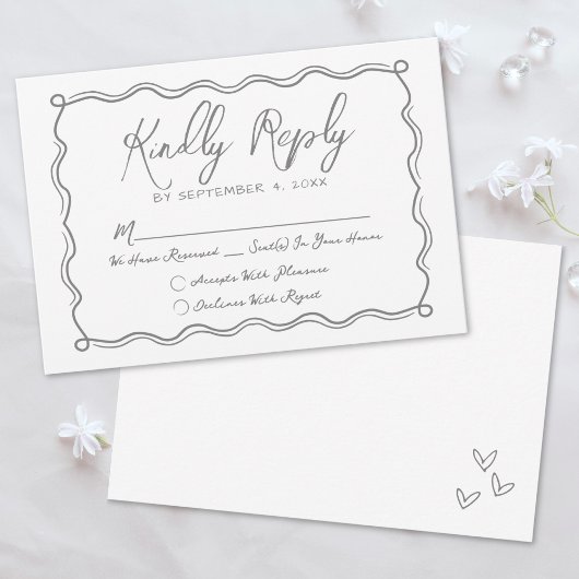 Handgezeichnete Quirky Whimsical Wedding RSVP Karte