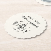 Handgezeichnete Quirky Wir sind Verlobte Engagemen Untersetzer (angewinkelt)