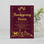Handgezeichnete Rahmen-Festmahl Erntedank Abendess Folieneinladung (Stehend vorne)