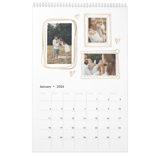 Handgezeichnete Rahmen Fotokalender Kalender (Jan 2026)