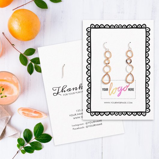 Handgezeichnete Rahmen-Ohrringe für benutzerdefini Visitenkarte