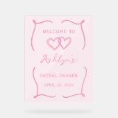 Handgezeichnete Rahmen Rosa Brautparty Akryllische Acrylschild (Vorderseite)