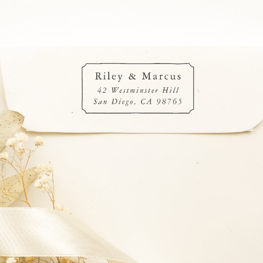 Handgezeichnete Rahmen- und Paarungsnamen Rücksend Permastempel