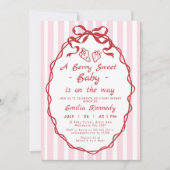 Handgezeichnete Red Berry Strawberry Baby Dusche Einladung (Vorderseite)